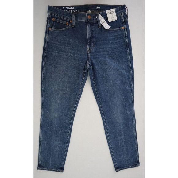 J.Crew BA610 Women's Sz 29 Blue 9" Mid-Rise Vintage Slim Straight Jeans $128 - Picture 1 of 5
